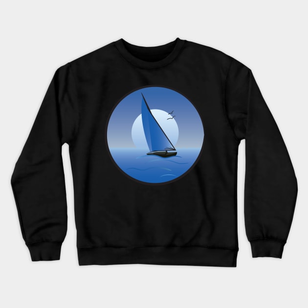 Sailboat with a Blue Moon Crewneck Sweatshirt by PauHanaDesign